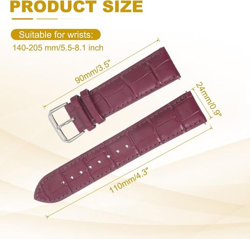 أساور ساعة جلدية من uxcell للرجال والنساء، حزام ساعة بنمط التمساح، استبدال حزام الساعة سريع الإصدار، 12 مم 14 مم 16 مم 18 مم 20 مم 21 مم 22 مم 24 مم حزام جلدي رفيع مسطح مع أداة in Saudi Arabia