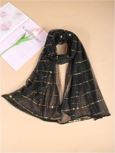 MakeMeChic Women's Sequin Sparkly Scarves Lightweight Wrap Scarfs for Evening Dresses in Saudi Arabia