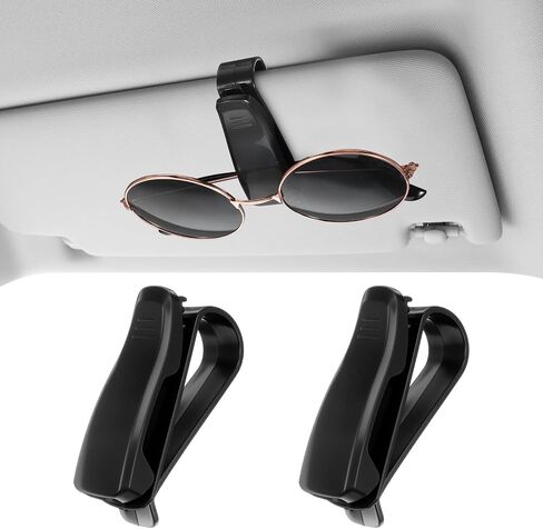 2Pcs Car Sunglass Holder Clip, Sunglass Holder for Car Visor Clip, One Handed Operation Eyeglass Hanger Clips Accessories for Holding Glasses in Saudi Arabia