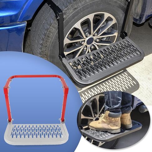 Folding Heavy Duty Tire Step for Truck, SUV and RV Adjustable Tire Mounted Step Fit Most Tire from 10.2" to 14.4", Rated up to 300 Lbs, Shark Jaw Shape Non-Slip Design in Saudi Arabia
