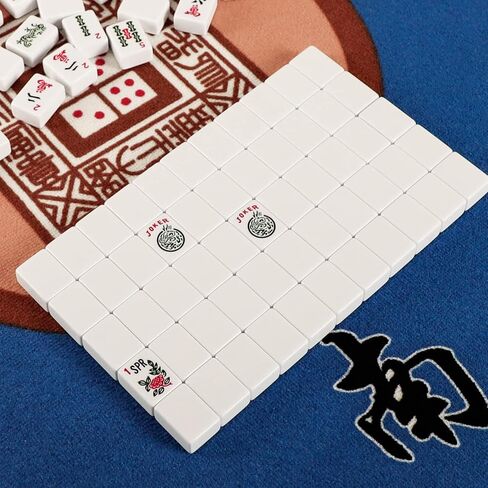 American Mahjong Game Set, 166 Quality White Tiles, 4 All-in-One Color Rack/Pushers, Mahongg Tile Set with Blue Printed Carrying Bag in Kuwait