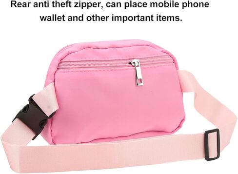 Nylon Fanny Pack Zipper Pockets Adjustable Belt Fashion Waist Pouch for Woman Adult (Red) in Saudi Arabia