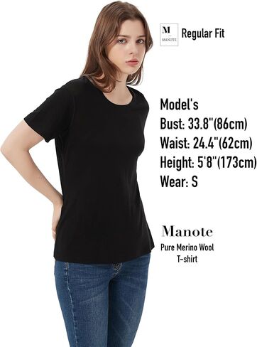 100% Merino Wool T Shirts Women, Short Sleeve Crew Neck Tee Lightweight Undershirt, No-Odor Base Layer for Hiking in Kuwait