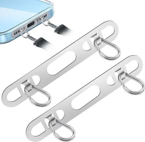 ZXZone iPhone Hang 2 Way Metal Phone Tether Tab, Upgraded Double Buckle Hole Ring Cell Phone Lanyard Patch, Phone Strap Replacement Part for iPhone Cases (Silvery-TQ) in Kuwait