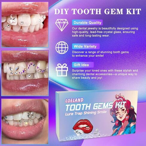 Tooth Gem Kit, DIY Crystals Jewelry Kit Teeth Gems Kit, Professional Fashionable Tooth Gems Kit for Teeth, Teeth Jewelry Starter kit in Saudi Arabia