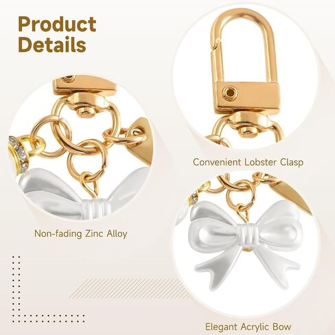 OMISTAR 30 Pcs Pearl Bow Keychain Party Favor Set, White Aesthetic Keyring with bow, Acrylic Keychain Decorations for Car, Bags, Wedding, Baptism Favors in Saudi Arabia