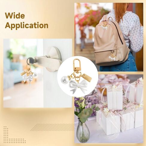 OMISTAR 30 Pcs Pearl Bow Keychain Party Favor Set, White Aesthetic Keyring with bow, Acrylic Keychain Decorations for Car, Bags, Wedding, Baptism Favors in Saudi Arabia