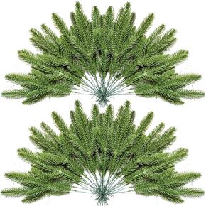 30PCS Christmas Pine Needles Green Artificial Pine Branches Fake Greenery Pine Picks for Christmas Crafts Garland Wreath Twigs Stems Tree Decorations in Kuwait