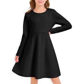 فستان متزلج للفتيات بأكمام طويلة للأطفال في الخريف وحفلات العطلات مع جيوب in Kuwait