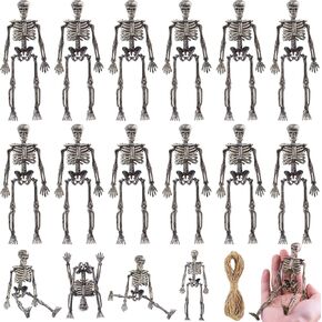 16 Pcs Halloween Mini Skeleton Figurine Decoration,6"Halloween posable Skeleton Decor,Small Plastic Skeleton Figure for Halloween Spooky Home Decor Haunted House Decorations Party Favors in Kuwait
