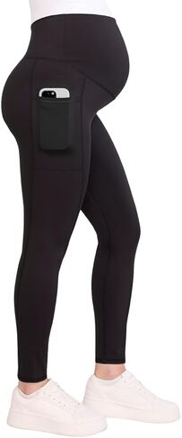 Motherhood Maternity Women's Over The Belly Workout Activewear Pregnancy Leggings with Pockets in Saudi Arabia