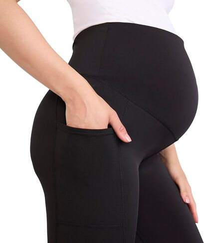 Motherhood Maternity Women's Over The Belly Workout Activewear Pregnancy Leggings with Pockets in Saudi Arabia
