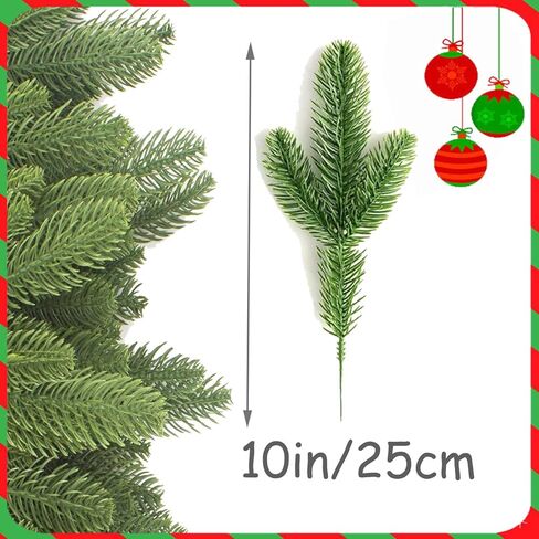 30PCS Christmas Pine Needles Green Artificial Pine Branches Fake Greenery Pine Picks for Christmas Crafts Garland Wreath Twigs Stems Tree Decorations in Kuwait