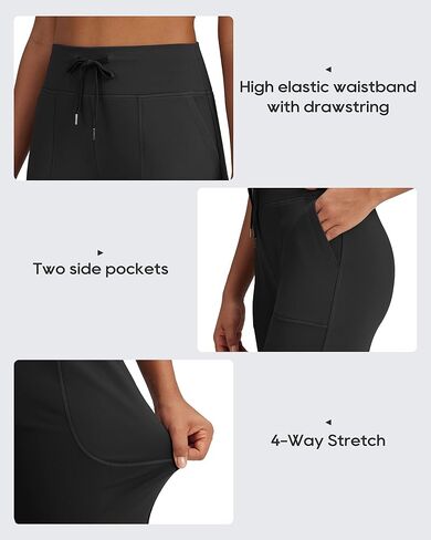 G4Free Wide Leg Fleece Lined Pants Women Drawstring Waist Winter Work Pants with Pockets for Casual Office in Kuwait