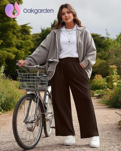 3 Pack Women's Plus Size Sweatpants Casual Wide Leg Interior Drawstring High Waist Yoga Baggy Pants with Pockets in Kuwait