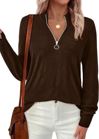 PRETTYGARDEN Womens Sweaters Quarter Zip Knit Long Sleeve Business Casual Pullover Tops 2025 Fall Fashion Work Outfits in Saudi Arabia