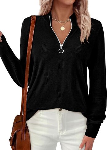PRETTYGARDEN Womens Sweaters Quarter Zip Knit Long Sleeve Business Casual Pullover Tops 2025 Fall Fashion Work Outfits in Saudi Arabia