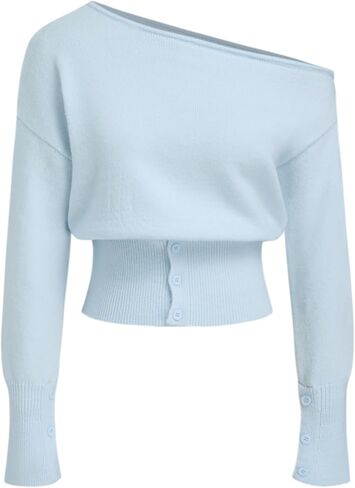 CIDER Off The Shoulder Sweaters for Women Cute Long Sleeve One Shoulder Fall Outfits Knit Pullover Sweater Tops Trendy in Saudi Arabia