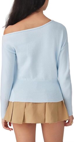 CIDER Off The Shoulder Sweaters for Women Cute Long Sleeve One Shoulder Fall Outfits Knit Pullover Sweater Tops Trendy in Saudi Arabia