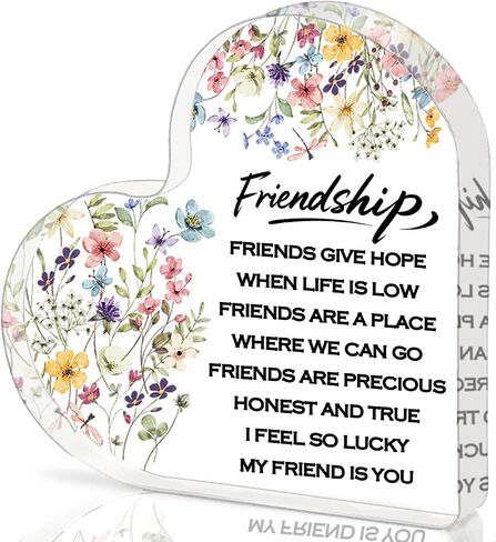 Friendship Gifts for Women, 0.5 Thickness Acrylic Heart Plaque - Best Friend Birthday Gift for Her, Sister Work Bestie Gifts, Thanksgiving & Cheer Up Decorative Sign Keepsake in Saudi Arabia