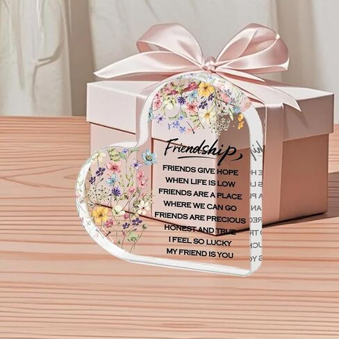 Friendship Gifts for Women, 0.5 Thickness Acrylic Heart Plaque - Best Friend Birthday Gift for Her, Sister Work Bestie Gifts, Thanksgiving & Cheer Up Decorative Sign Keepsake in Saudi Arabia