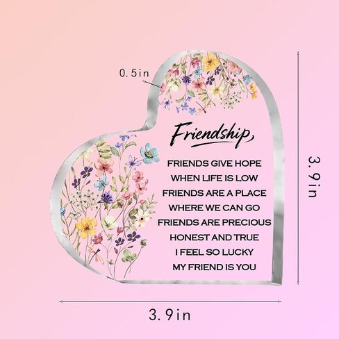 Friendship Gifts for Women, 0.5 Thickness Acrylic Heart Plaque - Best Friend Birthday Gift for Her, Sister Work Bestie Gifts, Thanksgiving & Cheer Up Decorative Sign Keepsake in Saudi Arabia