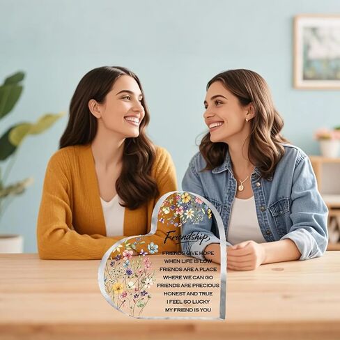Friendship Gifts for Women, 0.5 Thickness Acrylic Heart Plaque - Best Friend Birthday Gift for Her, Sister Work Bestie Gifts, Thanksgiving & Cheer Up Decorative Sign Keepsake in Saudi Arabia
