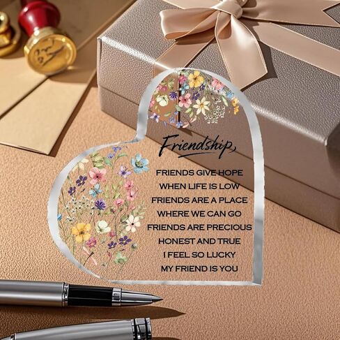 Friendship Gifts for Women, 0.5 Thickness Acrylic Heart Plaque - Best Friend Birthday Gift for Her, Sister Work Bestie Gifts, Thanksgiving & Cheer Up Decorative Sign Keepsake in Saudi Arabia