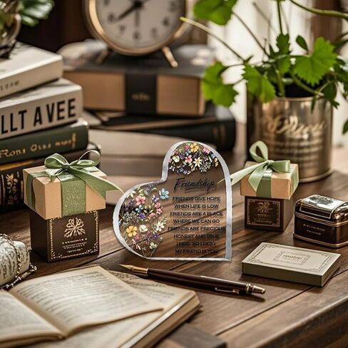 Friendship Gifts for Women, 0.5 Thickness Acrylic Heart Plaque - Best Friend Birthday Gift for Her, Sister Work Bestie Gifts, Thanksgiving & Cheer Up Decorative Sign Keepsake in Saudi Arabia