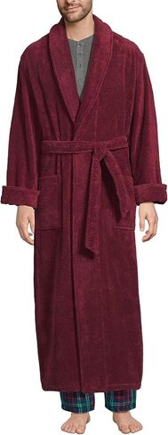Lands' End Mens Full Length Terry Robe Rich Burgundy Regular X-Large in Kuwait