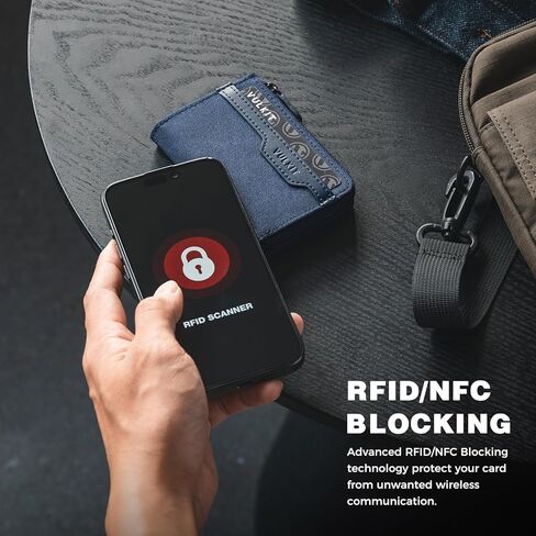 محفظة بطاقة Vulkit Magnetic Card ، متوافقة مع Magsafe Wallet RFID حظر بطاقة الهاتف لـ iPhone 15/14/13/12 Series Navy in Kuwait