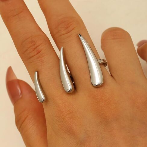 Simple Chunky Gold Open Finger Rings for Women, Statement Silver Minimalist Smooth Water Drop Ring Non Tarnish Punk Charm Party Holiday Jewelry Gifts in Saudi Arabia