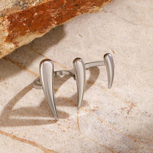 Simple Chunky Gold Open Finger Rings for Women, Statement Silver Minimalist Smooth Water Drop Ring Non Tarnish Punk Charm Party Holiday Jewelry Gifts in Saudi Arabia