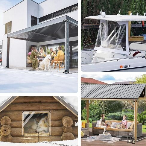 Clear Tarp 3x6ft Clear Tarps Heavy Duty Water Resistant,14Mil Thickened Transparent Tear Resistant PVC Vinyl Tarpaulin Enclosurewith Grommets and Reinforced Edges for Patio,Porch and Outdoor in Saudi Arabia