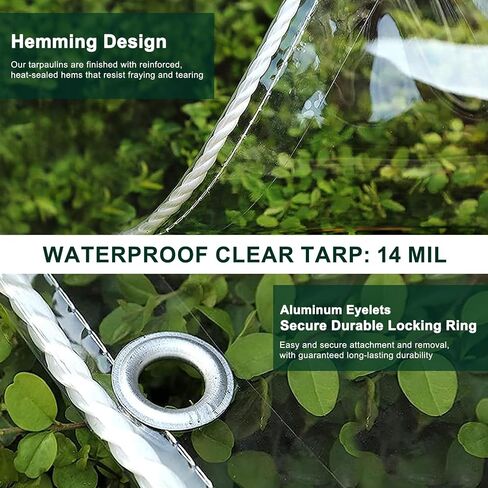 Clear Tarp 3x6ft Clear Tarps Heavy Duty Water Resistant,14Mil Thickened Transparent Tear Resistant PVC Vinyl Tarpaulin Enclosurewith Grommets and Reinforced Edges for Patio,Porch and Outdoor in Saudi Arabia
