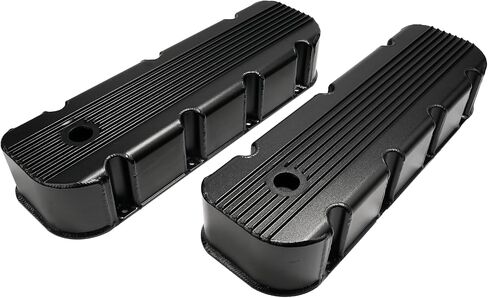 Aluminum Finned Fabricated Valve Cover for Big Block Chevy BBC 396 454 w/Breather Hole (Black) in Saudi Arabia
