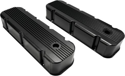 Aluminum Finned Fabricated Valve Cover for Big Block Chevy BBC 396 454 w/Breather Hole (Black) in Saudi Arabia