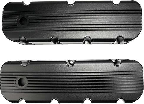 Aluminum Finned Fabricated Valve Cover for Big Block Chevy BBC 396 454 w/Breather Hole (Black) in Saudi Arabia