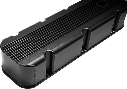 Aluminum Finned Fabricated Valve Cover for Big Block Chevy BBC 396 454 w/Breather Hole (Black) in Saudi Arabia