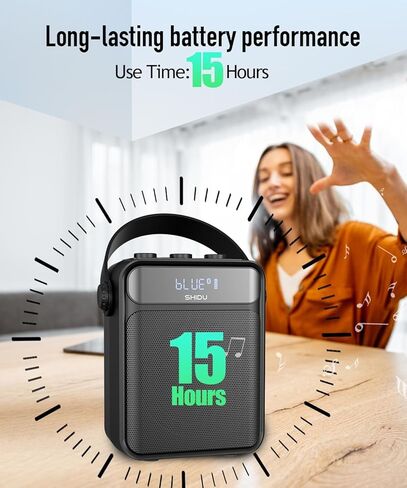 SHIDU Voice Amplifier Wireless Microphone, 25W Portable Speaker with Handheld Mic for teachers, 2 IN 1 Bluetooth Speaker & Voice Amplifier, Portable Voice Amplifier with AUX/USB/SD for Classroom,Party in Saudi Arabia