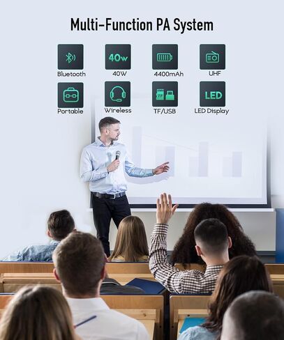 SHIDU Voice Amplifier Wireless Microphone, 25W Portable Speaker with Handheld Mic for teachers, 2 IN 1 Bluetooth Speaker & Voice Amplifier, Portable Voice Amplifier with AUX/USB/SD for Classroom,Party in Saudi Arabia