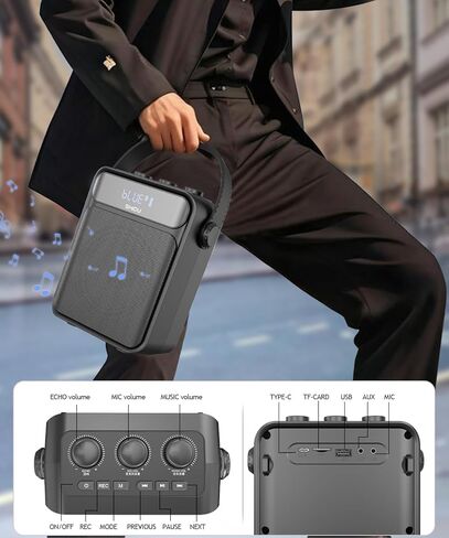 SHIDU Voice Amplifier Wireless Microphone, 25W Portable Speaker with Handheld Mic for teachers, 2 IN 1 Bluetooth Speaker & Voice Amplifier, Portable Voice Amplifier with AUX/USB/SD for Classroom,Party in Saudi Arabia