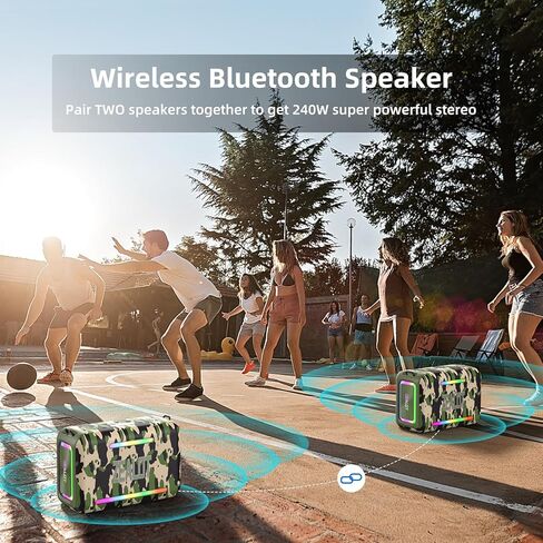 ZEALOT 120W Bluetooth Speaker, Wireless Speakers with Subwoofer, IPX6 Waterproof Loud Bluetooth Speaker with LED Light, 40H Playtime, Custom EQ, Portable TWS Pairing Speaker for Outdoor, Party in Kuwait