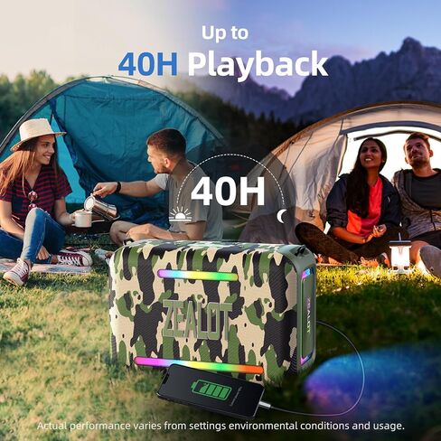 ZEALOT 120W Bluetooth Speaker, Wireless Speakers with Subwoofer, IPX6 Waterproof Loud Bluetooth Speaker with LED Light, 40H Playtime, Custom EQ, Portable TWS Pairing Speaker for Outdoor, Party in Kuwait