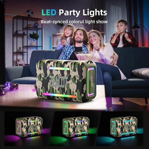 ZEALOT 120W Bluetooth Speaker, Wireless Speakers with Subwoofer, IPX6 Waterproof Loud Bluetooth Speaker with LED Light, 40H Playtime, Custom EQ, Portable TWS Pairing Speaker for Outdoor, Party in Kuwait