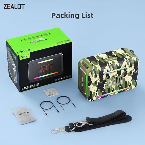 ZEALOT 120W Bluetooth Speaker, Wireless Speakers with Subwoofer, IPX6 Waterproof Loud Bluetooth Speaker with LED Light, 40H Playtime, Custom EQ, Portable TWS Pairing Speaker for Outdoor, Party in Kuwait