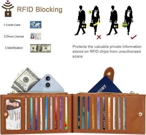 Large Capacity Wallets for Women Crocodile RFID Blocking 19 Card Slots Organizer Wallet Womens Billfold Long Purse Credit Cards Holder with Double Zipper,White & Brown in Kuwait