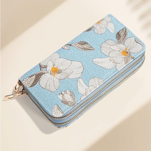 Women's Flower Wallets Lady Long Purse Clutch with Wristlet with Zipper Pocket in Saudi Arabia