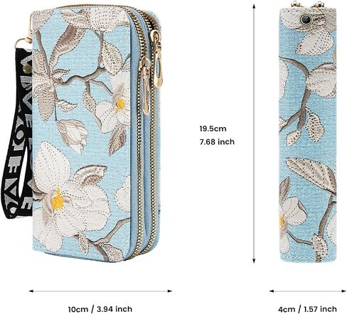 Women's Flower Wallets Lady Long Purse Clutch with Wristlet with Zipper Pocket in Saudi Arabia