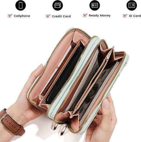 Women's Flower Wallets Lady Long Purse Clutch with Wristlet with Zipper Pocket in Saudi Arabia